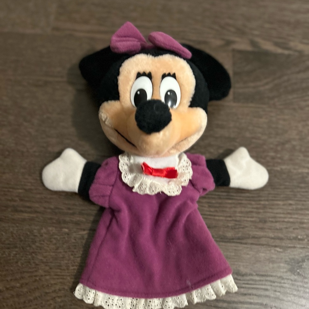 Vintage Minnie Mouse Hand Puppet - Purple Dress